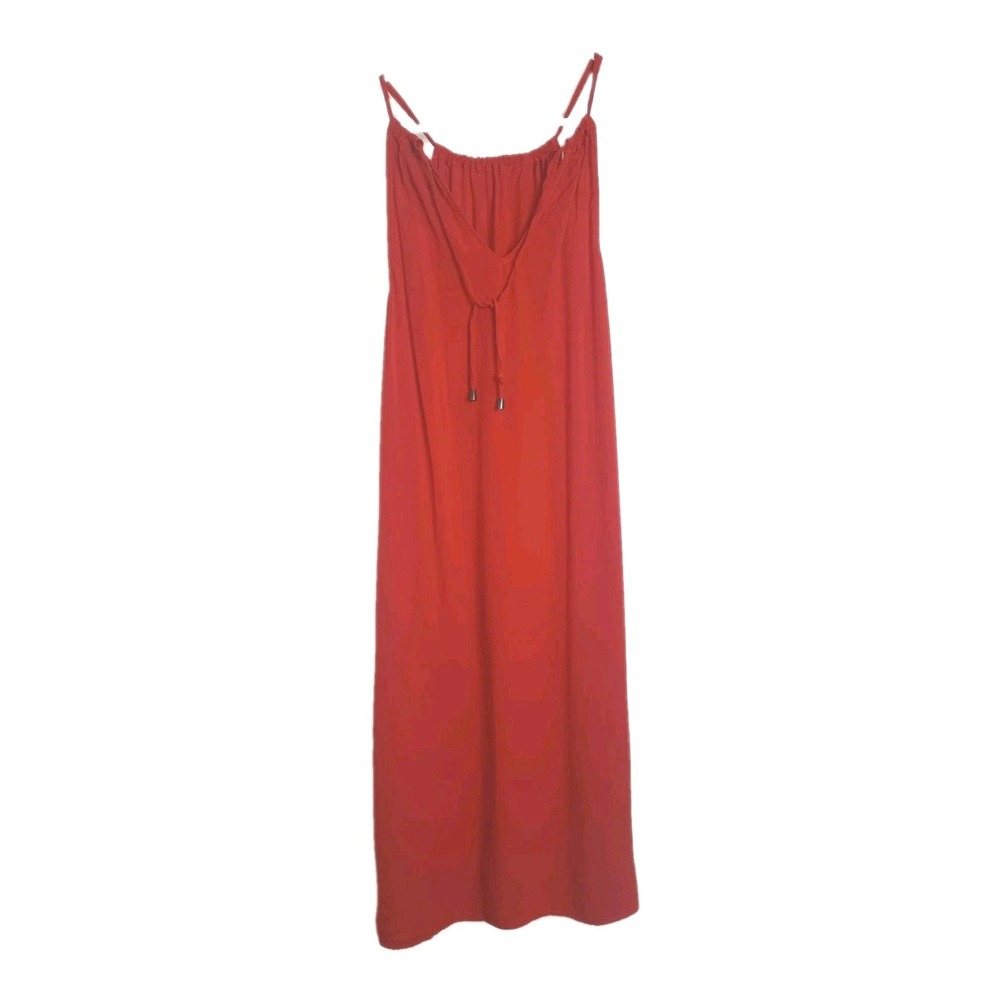 Splendid Orange Summer Dress Size Small Beach Drawstring Neckline Midi - Picture 8 of 12